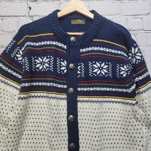 Vintage Alps Knitmeister Nordic Winter Ski Cardigan Sweater Size XL - Picture 2 of 12